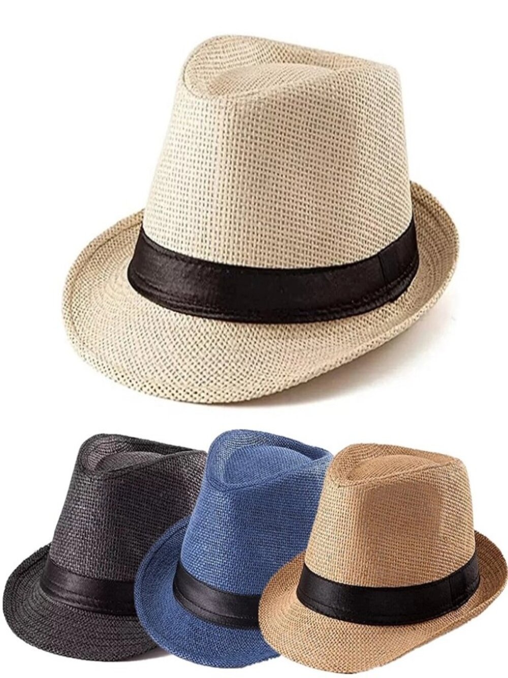 Classic Straw Fedora Hat with Black Band – Summer Essentia - Picture 2 of 7
